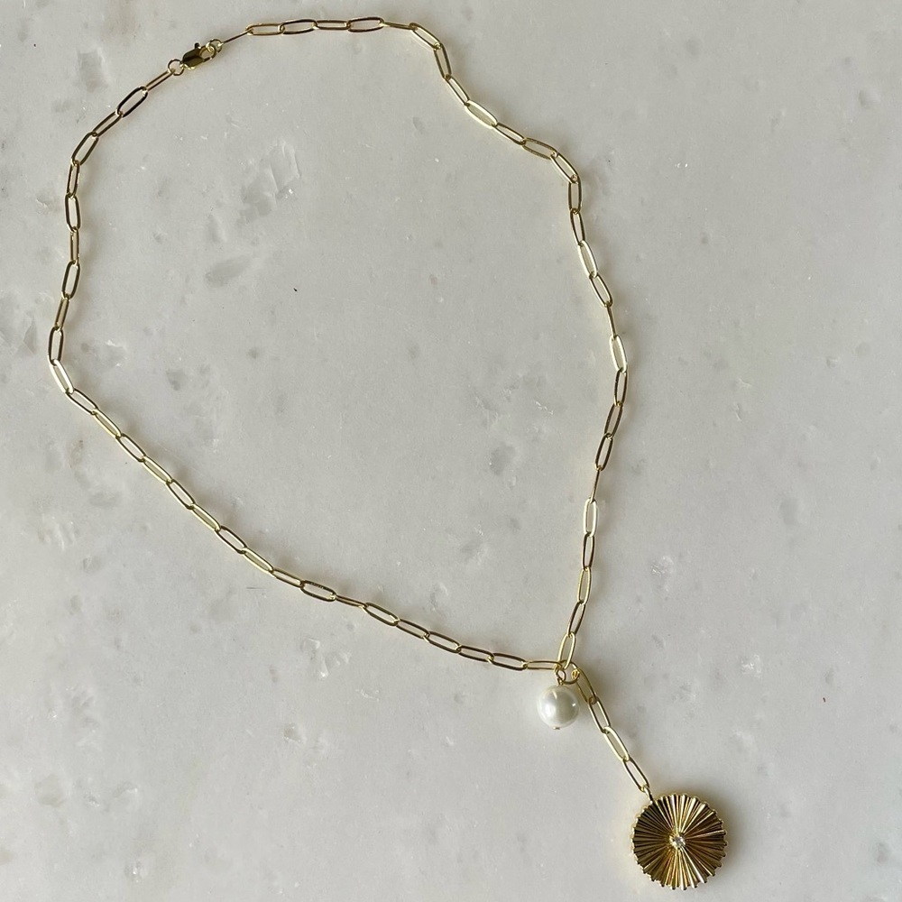 + ADORNIA + 14k Gold Vermeil Pearl Drop Y Necklace - Picture 5 of 8